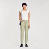 Elasticated straight-leg trousers Light Kaki. Sandro Men