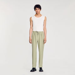 Elasticated straight-leg trousers Light Kaki. Sandro Men