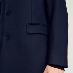 Wool broadcloth coat Navy Blue Sandro Men