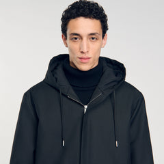 Hooded parka with zip Black Sandro Men