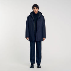 Hooded parka with zip Navy Blue Sandro Men