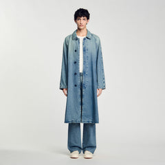 Long faded denim coat Blue Vintage - Denim Sandro Men