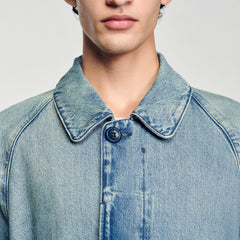 Long faded denim coat Blue Vintage - Denim Sandro Men