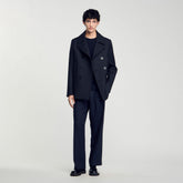 Wool blend peacoat Navy Blue Sandro Men