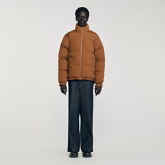 Hooded puffer with high collar Cognac Sandro Men