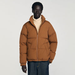 Hooded puffer with high collar Cognac Sandro Men