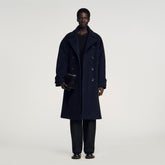 Double-breasted wool coat Navy Blue Sandro Men