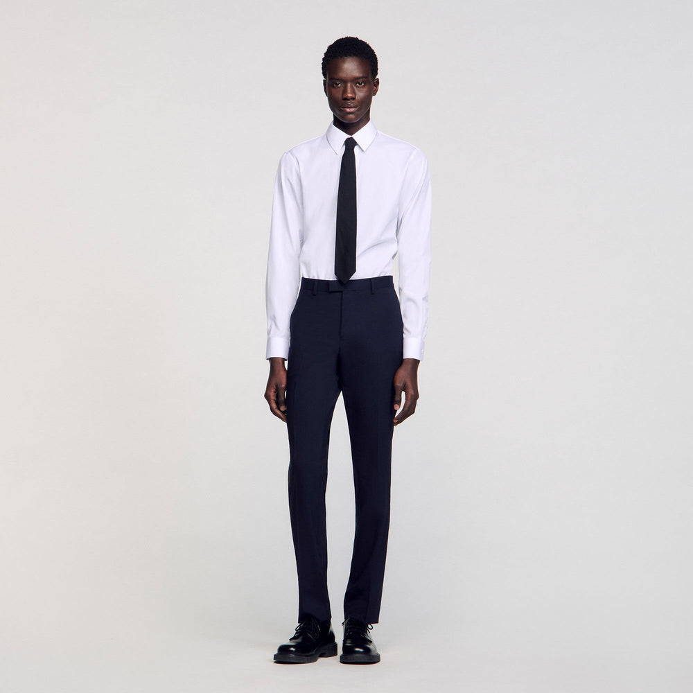 Classic wool suit pants Navy Blue Sandro Men