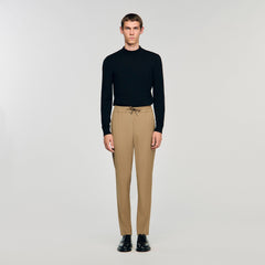 Elasticated straight-leg trousers Dark Sand Sandro Men