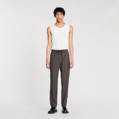 Elasticated cargo trousers Dark Kaki. Sandro Men