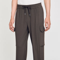 Elasticated cargo trousers Dark Kaki. Sandro Men