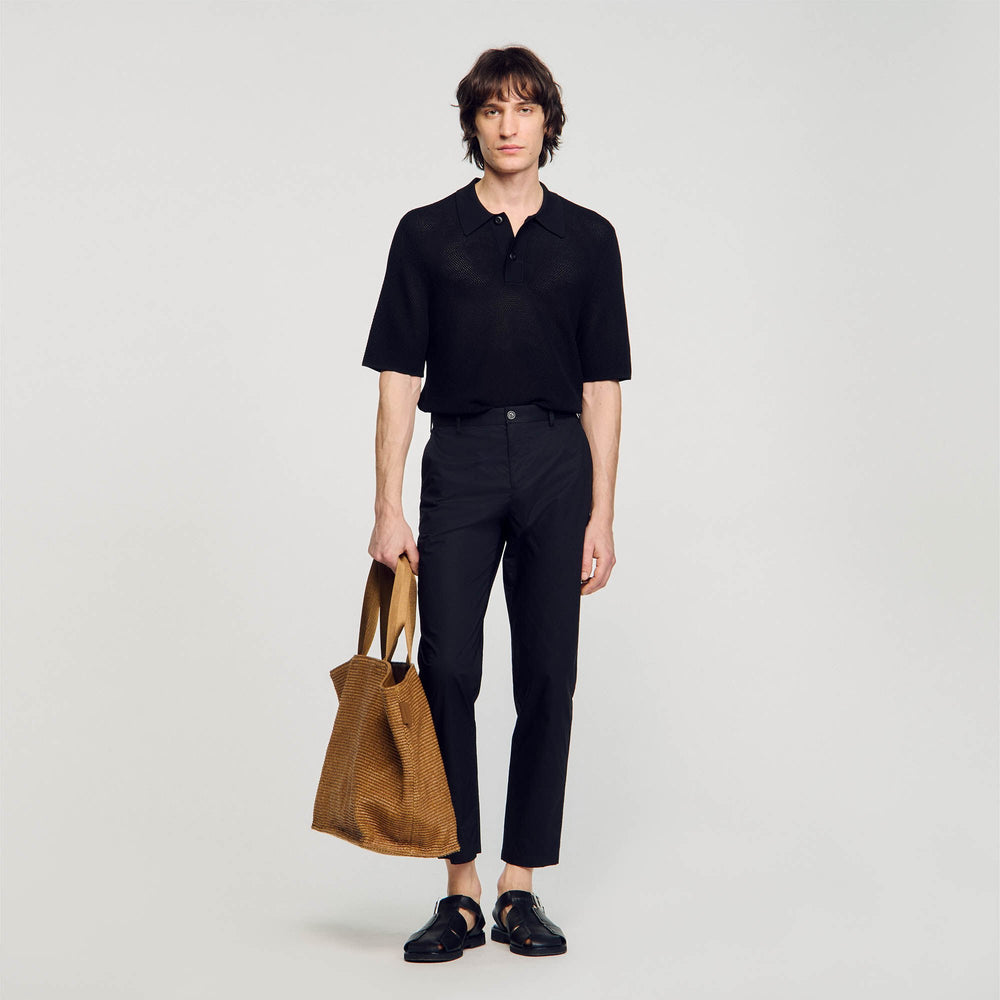Cotton carrot-cut trousers Black Sandro Men