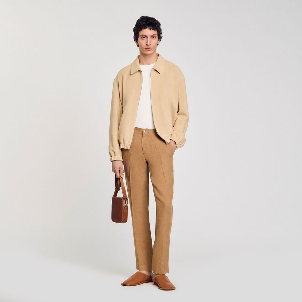 Linen trousers Dark Sand Sandro Men