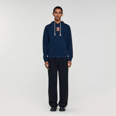 Leather patch sweatshirt Navy Blue Sandro Men