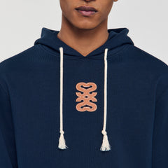 Leather patch sweatshirt Navy Blue Sandro Men