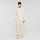 Oversized sweatshirt with leather patch Butter Cream Sandro Men
