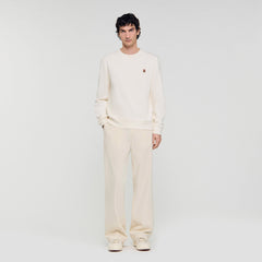 Oversized sweatshirt with leather patch Butter Cream Sandro Men
