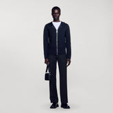 Zipped cardigan with hood Black Sandro Men