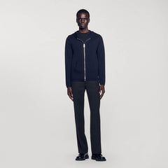 Zipped cardigan with hood Navy Blue Sandro Men