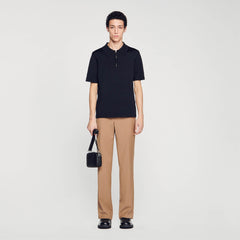 Knitted polo shirt with zip collar Black Sandro Men