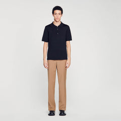 Knitted polo shirt with zip collar Black Sandro Men