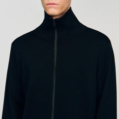 Zip-up wool cardigan Black Sandro Men