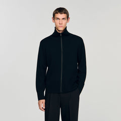 Zip-up wool cardigan Black Sandro Men