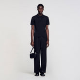 Short-sleeve knitted polo shirt Black Sandro Men