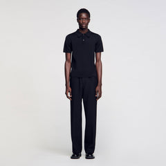 Short-sleeve knitted polo shirt Black Sandro Men