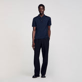 Short-sleeve knitted polo shirt Navy Blue Sandro Men