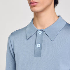 Short-sleeve knitted polo shirt Chambray Sandro Men