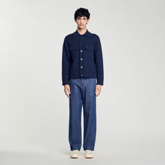 Knit jacket Midnight Blue Sandro Men