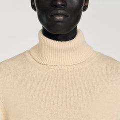 Wool and cashmere turtleneck Beige Sandro Men