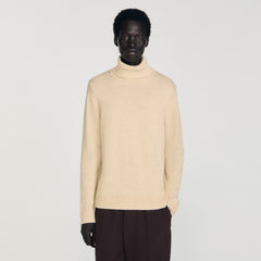 Wool and cashmere turtleneck Beige Sandro Men