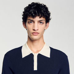 Two-tone polo shirt Navy Blue Sandro Men