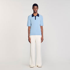 Two-tone polo shirt Chambray Sandro Men