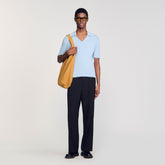 Rib knit polo shirt Blue Sky Sandro Men