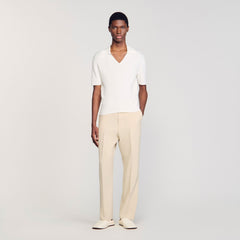 Rib knit polo shirt Optic White Sandro Men