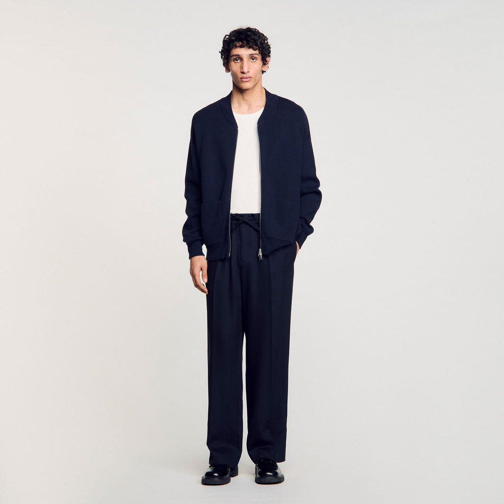 Knit jacket Navy Blue Sandro Men