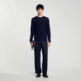 Textured knit sweater Navy Blue Sandro Men