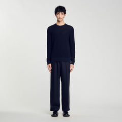 Textured knit sweater Navy Blue Sandro Men