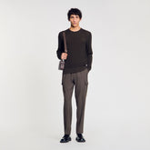 Textured knit sweater Dark Kaki. Sandro Men
