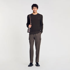 Textured knit sweater Dark Kaki. Sandro Men
