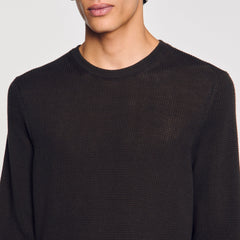 Textured knit sweater Dark Kaki. Sandro Men