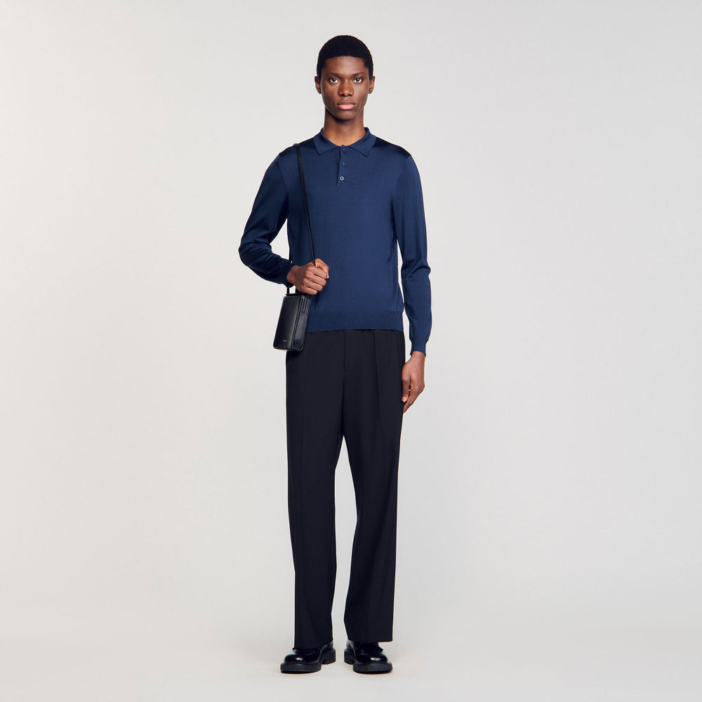 Ribbed polo shirt Royal Blue Sandro Men