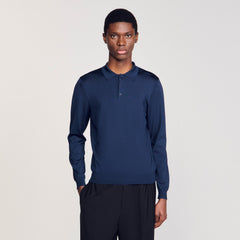 Ribbed polo shirt Royal Blue Sandro Men