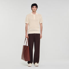 Cotton shirt with polo collar Butter Cream Sandro Men