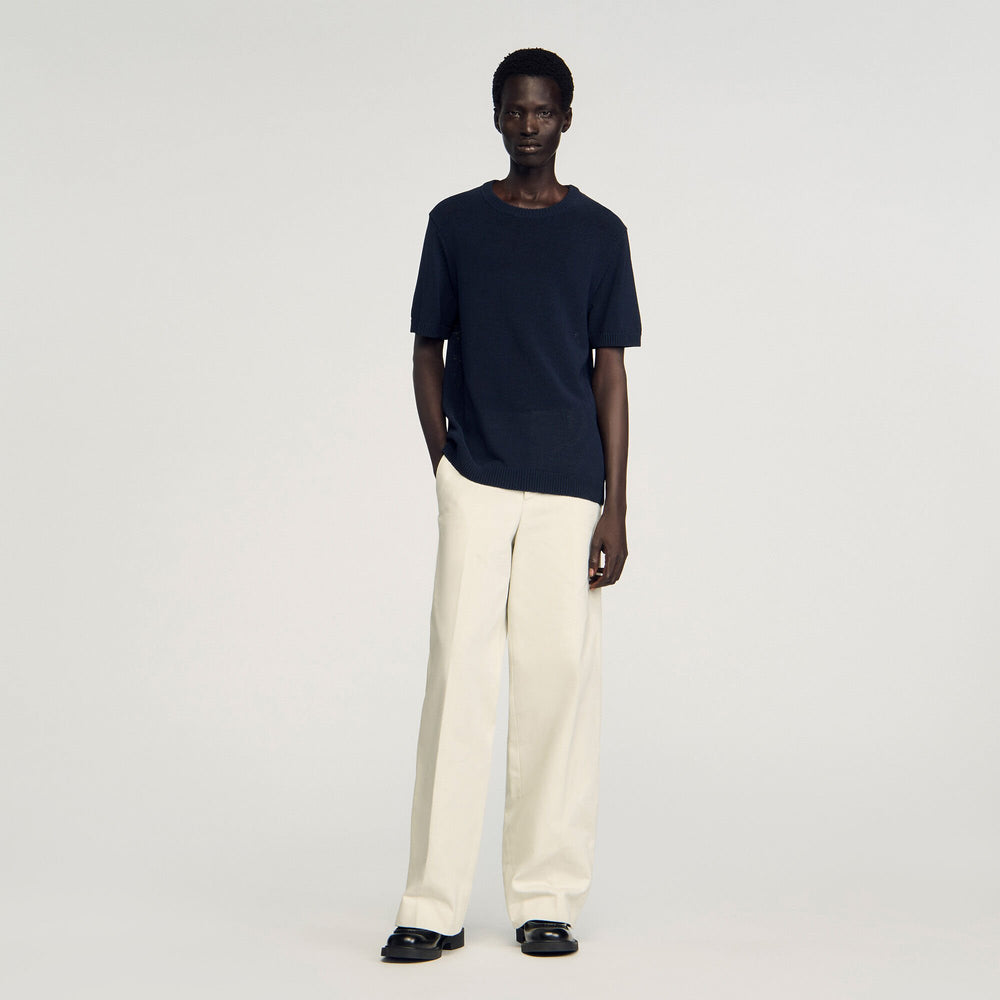 Fine knit T-shirt Navy Blue Sandro Men