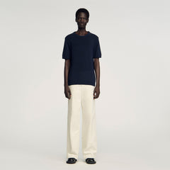 Fine knit T-shirt Navy Blue Sandro Men