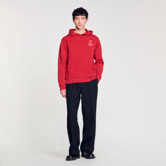 Knit sweatshirt with snake detail Red Sandro Men
